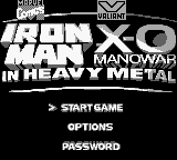 Iron Man X-O Manowar in Heavy Metal title screen for GameBoy